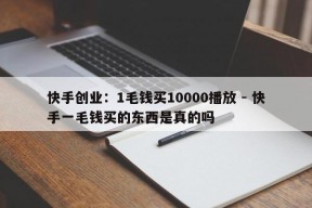 快手创业：1毛钱买10000播放 - 快手一毛钱买的东西是真的吗