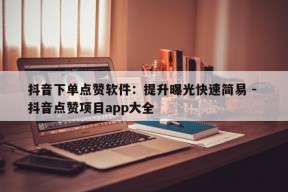 抖音下单点赞软件：提升曝光快速简易 - 抖音点赞项目app大全